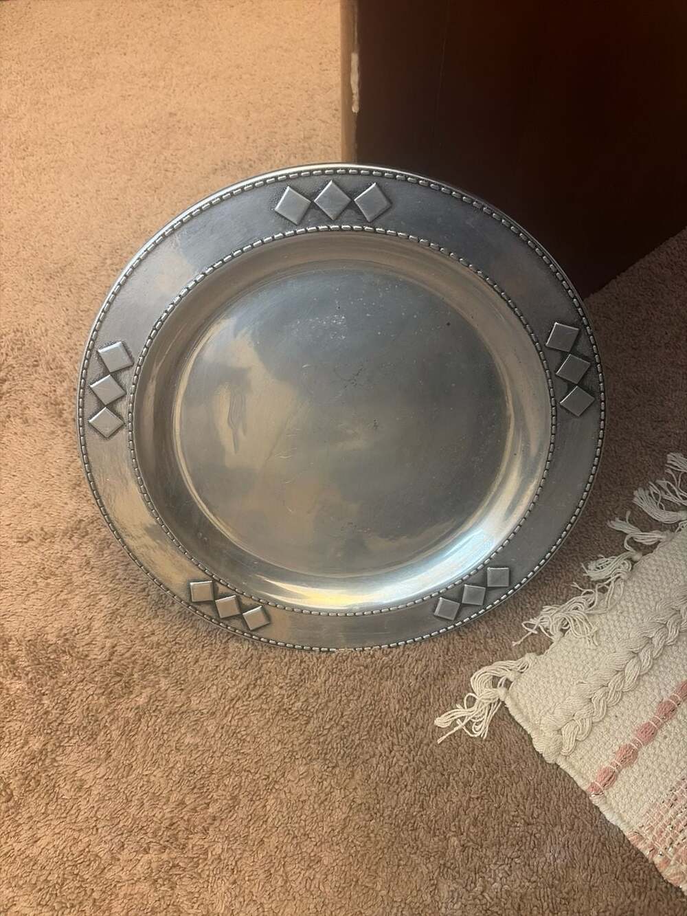 Wilton Armetale Diamond Border Round Platter Serving Tray